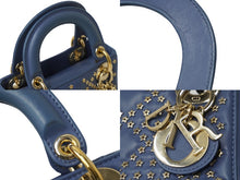 Load image into Gallery viewer, Christian Dior クリスチャンディオール レディディオール ハンドバッグ 2way 星 ブルー レザー ゴールド金具 美品 中古 62822
