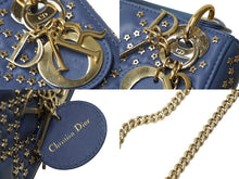 Load image into Gallery viewer, Christian Dior クリスチャンディオール レディディオール ハンドバッグ 2way 星 ブルー レザー ゴールド金具 美品 中古 62822