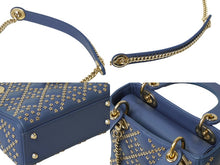 Load image into Gallery viewer, Christian Dior クリスチャンディオール レディディオール ハンドバッグ 2way 星 ブルー レザー ゴールド金具 美品 中古 62822