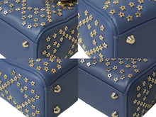 Load image into Gallery viewer, Christian Dior クリスチャンディオール レディディオール ハンドバッグ 2way 星 ブルー レザー ゴールド金具 美品 中古 62822