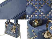 Load image into Gallery viewer, Christian Dior クリスチャンディオール レディディオール ハンドバッグ 2way 星 ブルー レザー ゴールド金具 美品 中古 62822