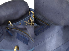 Load image into Gallery viewer, Christian Dior クリスチャンディオール レディディオール ハンドバッグ 2way 星 ブルー レザー ゴールド金具 美品 中古 62822
