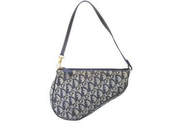 ChristianDior クリスチャンディオール サドルポーチ ワンショルダーバッグ トロッター MC 1012 ネイビー 美品 中古 62823