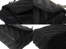 Load image into Gallery viewer, BALENCIAGA バレンシアガ Wチェーンショルダーバッグ 501684 BBラウンド ロゴ刺繍 キルティング レザー ブラック 美品 中古 62824