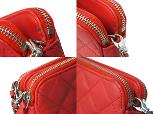 CHANEL シャネル 長財布 チェーンウォレット ココマーク 25番台 レッド キャビアスキン シルバー金具 美品 中古 62827