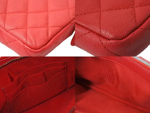 CHANEL シャネル 長財布 チェーンウォレット ココマーク 25番台 レッド キャビアスキン シルバー金具 美品 中古 62827