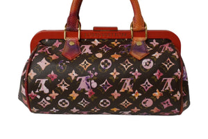 極美品 LOUIS VUITTON ルイヴィトン モノグラムウォーターカラー リチャードプリンス パピヨン ハンドバッグ M95730 ブラウン レッド 中古 62844