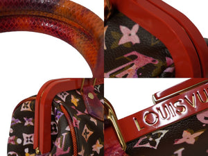 極美品 LOUIS VUITTON ルイヴィトン モノグラムウォーターカラー リチャードプリンス パピヨン ハンドバッグ M95730 ブラウン レッド 中古 62844