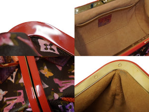 極美品 LOUIS VUITTON ルイヴィトン モノグラムウォーターカラー リチャードプリンス パピヨン ハンドバッグ M95730 ブラウン レッド 中古 62844