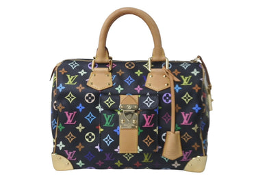 極美品 LOUIS VUITTON ルイヴィトン ハンドバッグ スピーディ 30 M92642 村上隆 マルチカラー ブラック 中古 62847