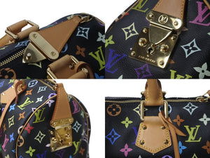 極美品 LOUIS VUITTON ルイヴィトン ハンドバッグ スピーディ 30 M92642 村上隆 マルチカラー ブラック 中古 62847