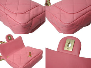 極美品 22SS CHANEL シャネル チェーンショルダーバッグ AS3213 ラムスキン ピンク ゴールド金具 ランダム 中古 62850