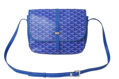 GOYARD ゴヤール ベルヴェデーレMM ショルダーバッグ BELVE3MMLTY10CG10P ブルー PVC レザー シルバー金具 美品 中古 62851