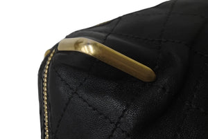 CHANEL シャネル レザーポーチ 24番台 キルティング ドローコード ブラック ゴールド金具 美品 中古 62861
