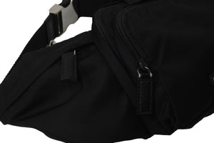PRADA プラダ ウエストバッグ ボディバッグ 2VL056 トライアングルロゴ サフィアーノレザー ブラック シルバー金具 美品 中古 62862