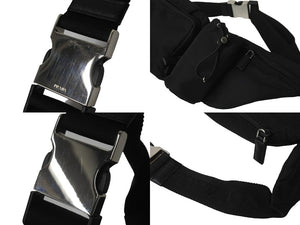 PRADA プラダ ウエストバッグ ボディバッグ 2VL056 トライアングルロゴ サフィアーノレザー ブラック シルバー金具 美品 中古 62862