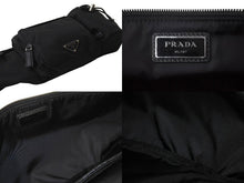 Load image into Gallery viewer, PRADA プラダ ウエストバッグ ボディバッグ 2VL056 トライアングルロゴ サフィアーノレザー ブラック シルバー金具 美品 中古 62862