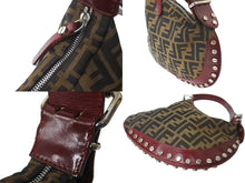 Load image into Gallery viewer, FENDI フェンディ ズッカ柄 スタッズ ワンショルダーバッグ ブラウン レッド レザー 8BR128 00NRK F0UX8 美品 中古 62867