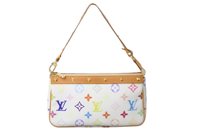 新品同様 LOUIS VUITTON ルイヴィトン 村上隆 ホワイト ポシェットアクセソワール マルチカラー M92649 中古 62869