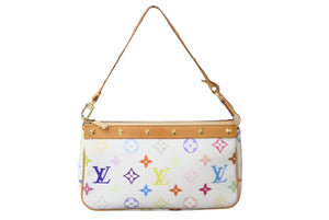 新品同様 LOUIS VUITTON ルイヴィトン 村上隆 ホワイト ポシェットアクセソワール マルチカラー M92649 中古 62869