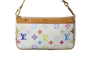 新品同様 LOUIS VUITTON ルイヴィトン 村上隆 ホワイト ポシェットアクセソワール マルチカラー M92649 中古 62869