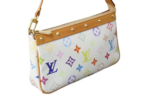 新品同様 LOUIS VUITTON ルイヴィトン 村上隆 ホワイト ポシェットアクセソワール マルチカラー M92649 中古 62869