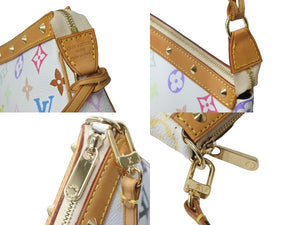 新品同様 LOUIS VUITTON ルイヴィトン 村上隆 ホワイト ポシェットアクセソワール マルチカラー M92649 中古 62869
