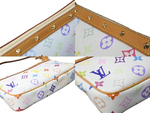 新品同様 LOUIS VUITTON ルイヴィトン 村上隆 ホワイト ポシェットアクセソワール マルチカラー M92649 中古 62869