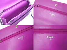 Load image into Gallery viewer, CHANEL シャネル 長財布 チェーンウォレット ショルダーバッグ マトラッセ シェブロン ラムスキン パープル ガンメタリック 美品 中古 62870