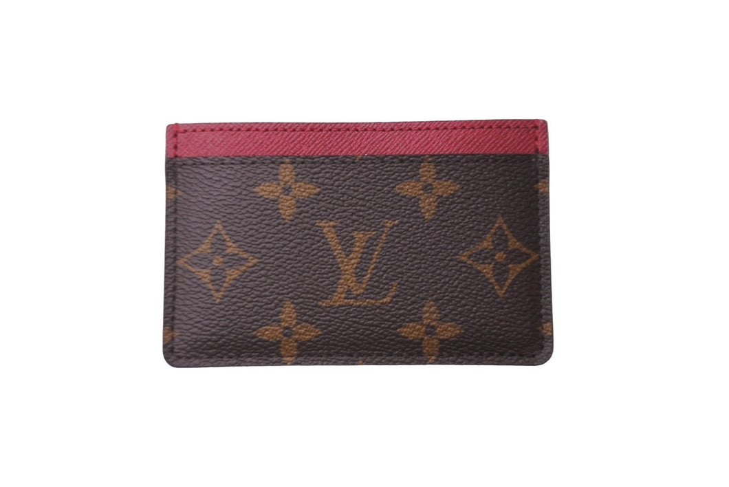 新品同様 LOUIS VUITTON ルイヴィトン カードケース M60703 ポルト カルト サーンプル モノグラム フューシャ ブラウン 中古 62879