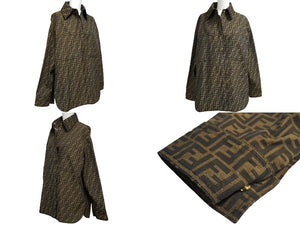 極美品 FENDI フェンディ ズッカ柄 ジャケット シャツ ベルト付き FJ7267 A5W3 サイズ36 ブラウン 中古 62884