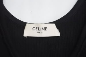 CELINE セリーヌ タンクトップ ノースリーブ アスリートブラ 2A68L372N クルーネック ブラック ホワイト S 美品 中古 62888