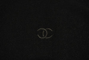 CHANEL シャネル 半袖 ニット 丸首 ココマーク 刺繍 ウール ブラック レディース 美品 中古 62889