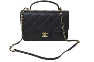 CHANEL シャネル マトラッセ トップハンドル25 チェーンショルダーバッグ ランダム ブラック ゴールド金具 美品 中古 62892
