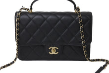 Load image into Gallery viewer, CHANEL シャネル マトラッセ トップハンドル25 チェーンショルダーバッグ ランダム ブラック ゴールド金具 美品 中古 62892
