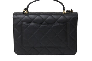 CHANEL シャネル マトラッセ トップハンドル25 チェーンショルダーバッグ ランダム ブラック ゴールド金具 美品 中古 62892