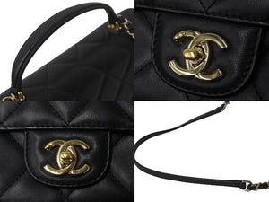 CHANEL シャネル マトラッセ トップハンドル25 チェーンショルダーバッグ ランダム ブラック ゴールド金具 美品 中古 62892
