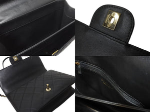 CHANEL シャネル マトラッセ トップハンドル25 チェーンショルダーバッグ ランダム ブラック ゴールド金具 美品 中古 62892