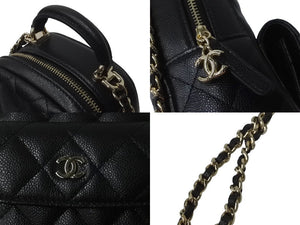 新品未使用 23年完売 CHANEL シャネル ミニリュック AP3753 チェーン ココマーク ブラック キャビアスキン ゴールド金具 中古 62917