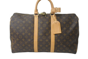 LOUIS VUITTON ルイヴィトン モノグラム キーポル45 ボストンバッグ PVC レザー M41428 ゴールド金具 ブラウン 美品 中古 62918