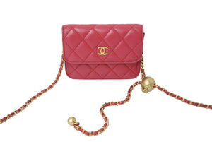 CHANEL シャネル チェーンミニショルダーバッグ ココボール 30番台 ラムスキン ピンク ゴールド金具 美品 中古 62926