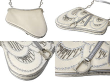 Load image into Gallery viewer, Christian Dior クリスチャンディオール ハンドバッグ ビーズ 09BM-1003 2003年 ガリアーノ シルク ホワイト シルバー金具 中古 62929