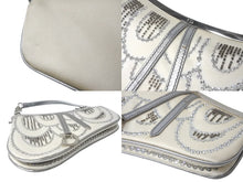 Load image into Gallery viewer, Christian Dior クリスチャンディオール ハンドバッグ ビーズ 09BM-1003 2003年 ガリアーノ シルク ホワイト シルバー金具 中古 62929