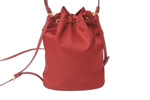 極美品 PRADA プラダ ハンドバッグ 2WAY トライアングルロゴ ナイロン ネレッド巾着 1BH038 中古 62931 