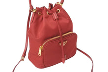 画像をギャラリービューアに読み込む, 極美品 PRADA プラダ ハンドバッグ 2WAY トライアングルロゴ ナイロン ネレッド巾着 1BH038 中古 62931 