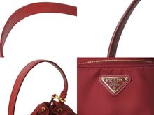 画像をギャラリービューアに読み込む, 極美品 PRADA プラダ ハンドバッグ 2WAY トライアングルロゴ ナイロン ネレッド巾着 1BH038 中古 62931 