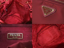 画像をギャラリービューアに読み込む, 極美品 PRADA プラダ ハンドバッグ 2WAY トライアングルロゴ ナイロン ネレッド巾着 1BH038 中古 62931 