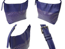 Load image into Gallery viewer, GOYARD ゴヤール ワンショルダーバッグ グレナディン ヘリンボーン レザー PVC ネイビー シルバー金具 美品 中古 62932