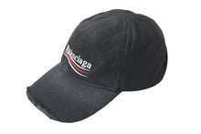Load image into Gallery viewer, 未使用 BALENCIAGA バレンシアガ POLITICAL DESTROYED キャップ 661884 410B2 コットン ブラック 中古 62937