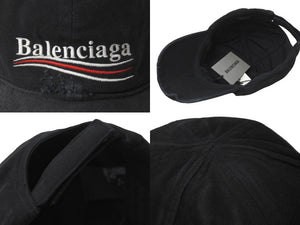 未使用 BALENCIAGA バレンシアガ POLITICAL DESTROYED キャップ 661884 410B2 コットン ブラック 中古 62937